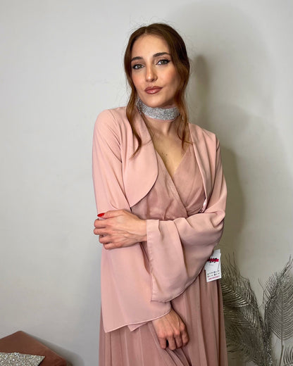 Abito da cerimonia lungo rosa cipria