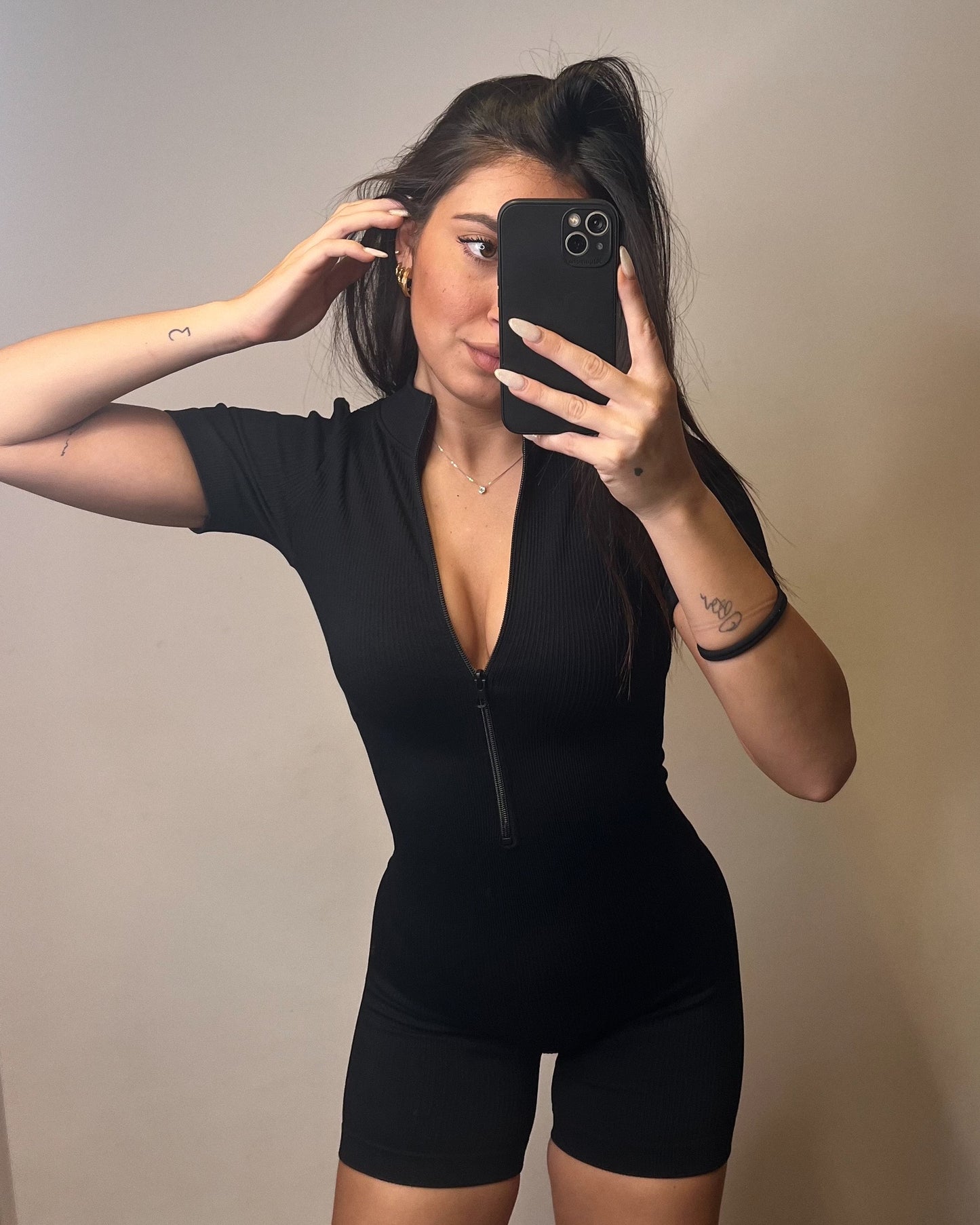 Jumpsuit con zip nera